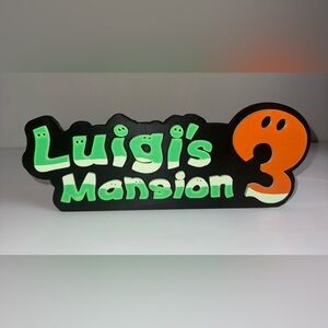 Luigi's Mansion 3 3D logo sign Nintendo shelf Art wall display gamer gift